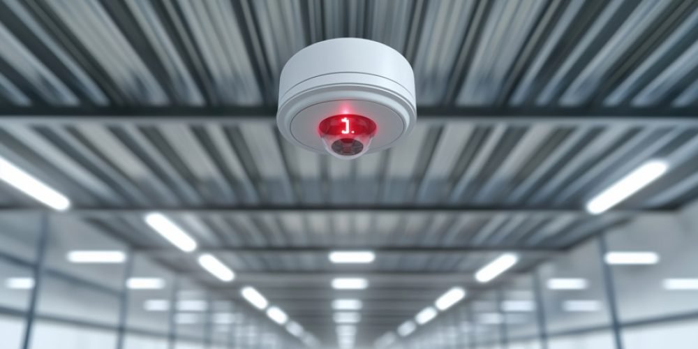 Ceiling-Mounted Fire Alarms: Essential Safety Devices For Warehouse Cargo Storage Areas To Detect Smoke And Fire Hazards